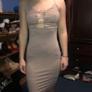 Tan midi dress